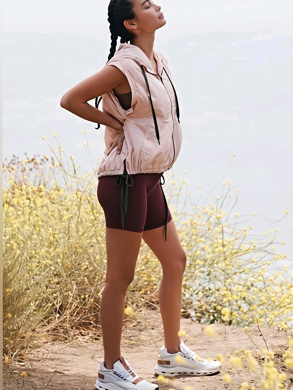 Anthropologie Daily Practice Pink Hooded Utility Vest XS Relaxed Drawstring Zip